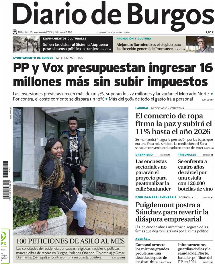 Portada de Diario de Burgos (España)