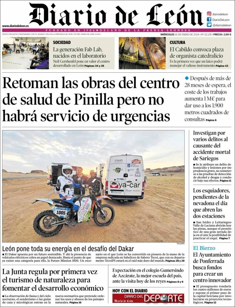 Portada de Diario de León (España)