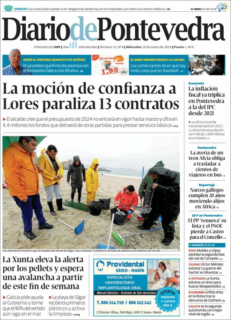 Portada de Diario de Pontevedra (España)