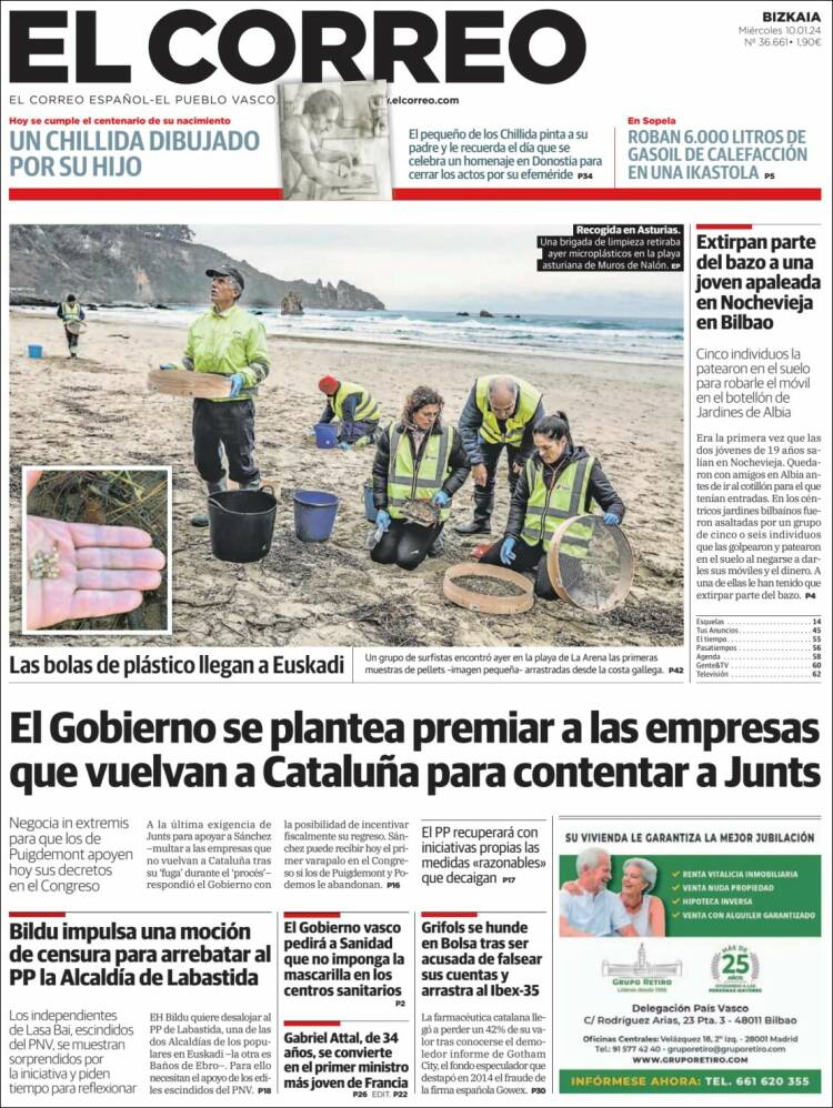 Portada de El Correo (España)