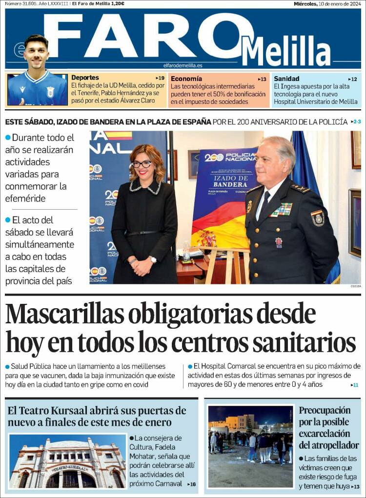 Portada de El Faro de Melilla (España)