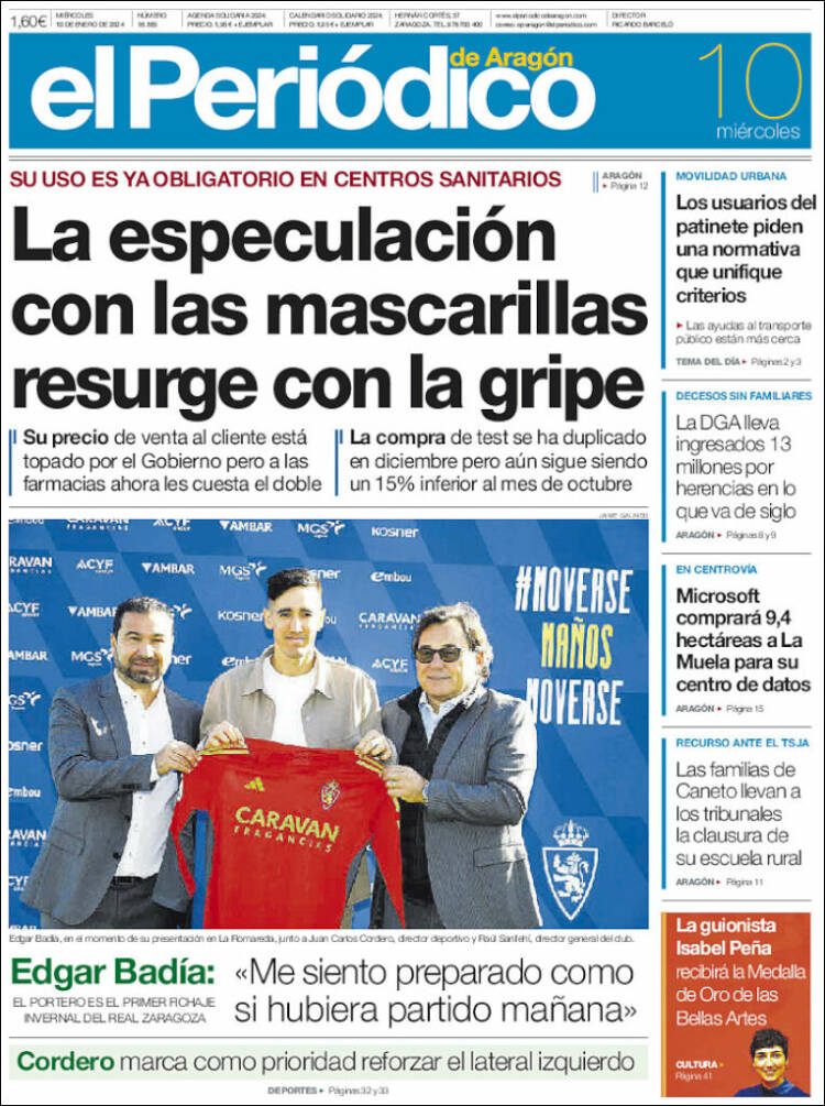 Portada de El Periódico de Aragón (España)