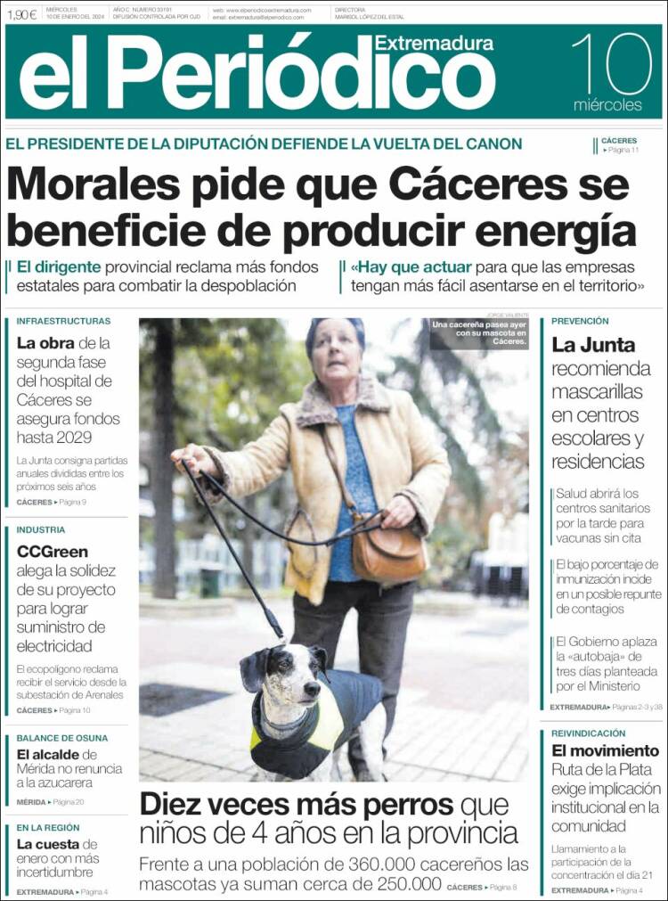 Portada de El Periódico de Extremadura (España)