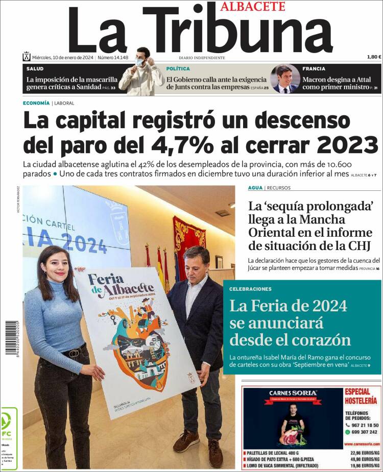 Portada de La Tribuna de Albacete (España)