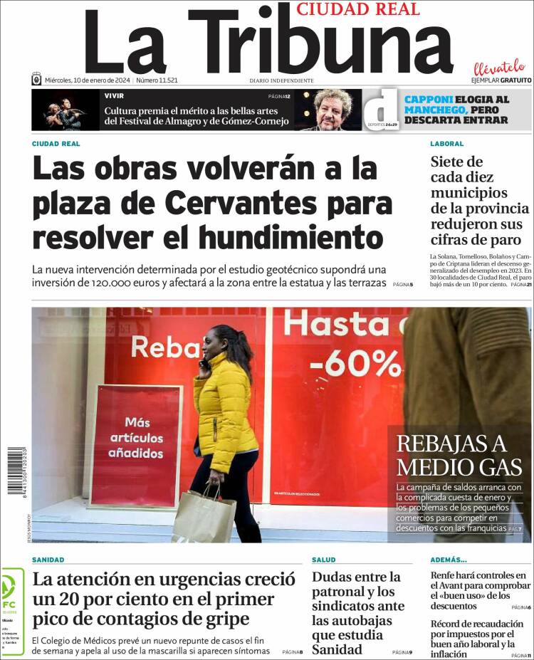 Portada de La Tribuna de Ciudad Real (España)