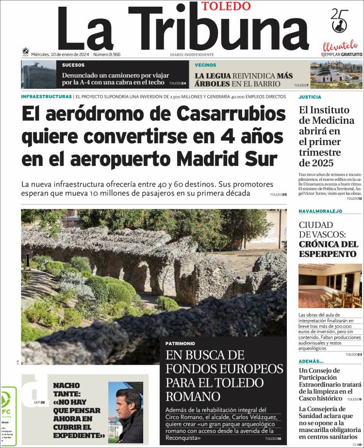 Portada de La Tribuna de Toledo (España)