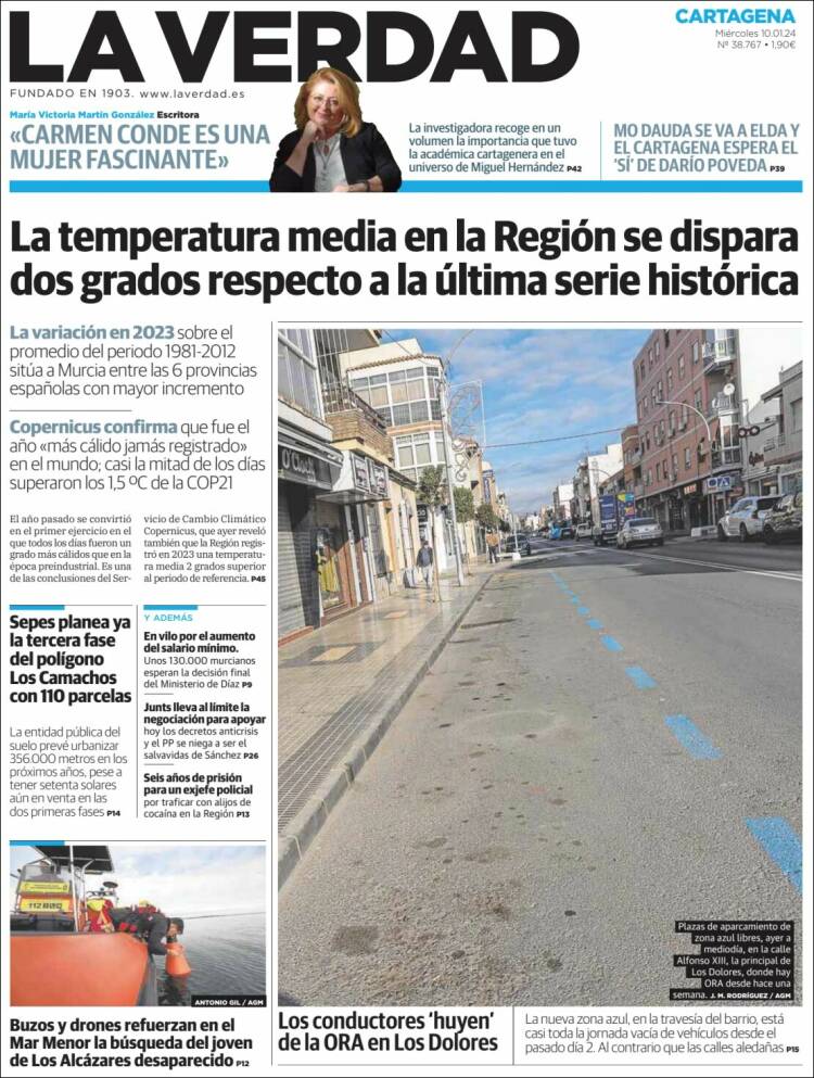 Portada de La Verdad de Cartagena (España)