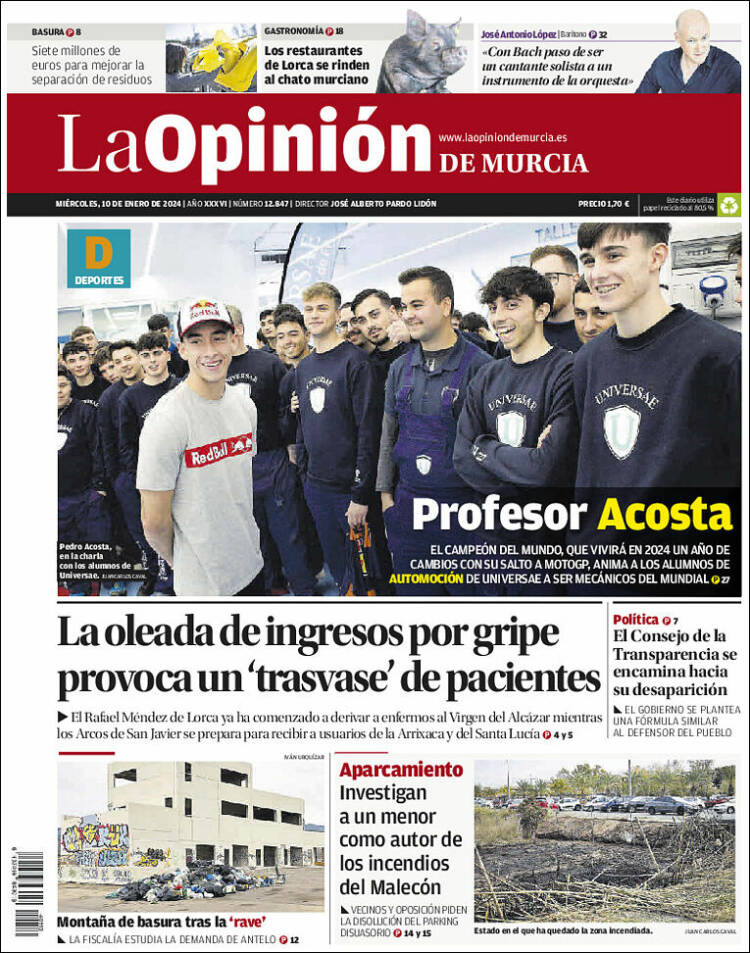 Portada de La Opinión de Murcia (España)