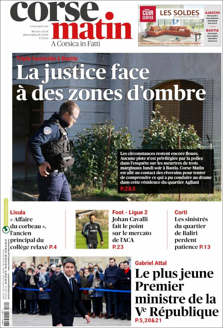 Portada de Corse-Matin (Francia)
