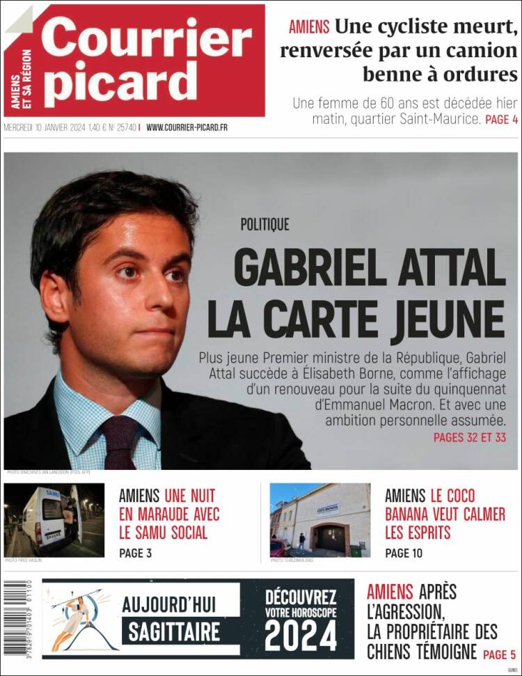 Portada de Courrier Picard (Francia)