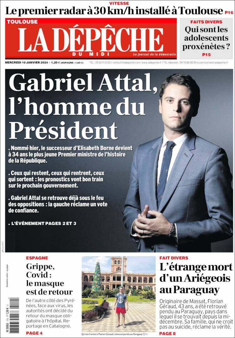 Portada de La Dépêche du Midi (Francia)