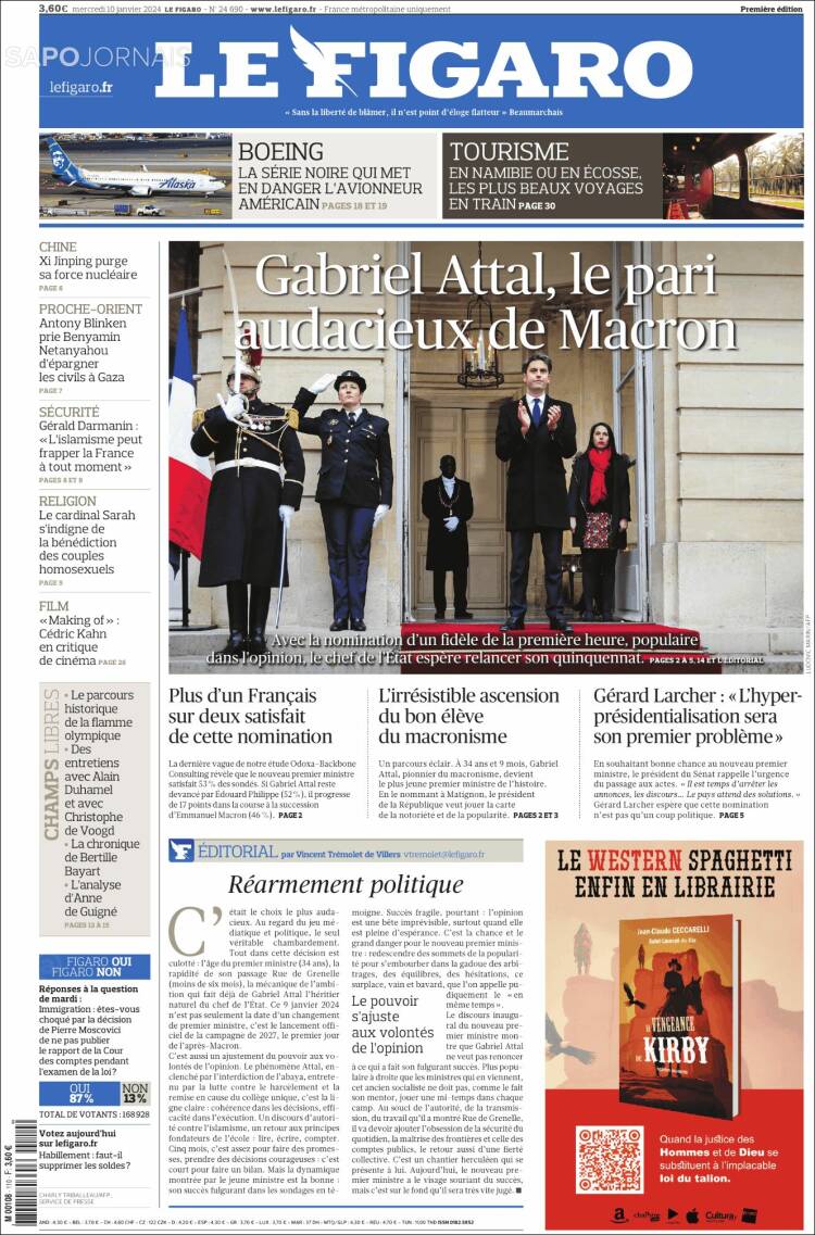 Portada de Le Figaro (Francia)