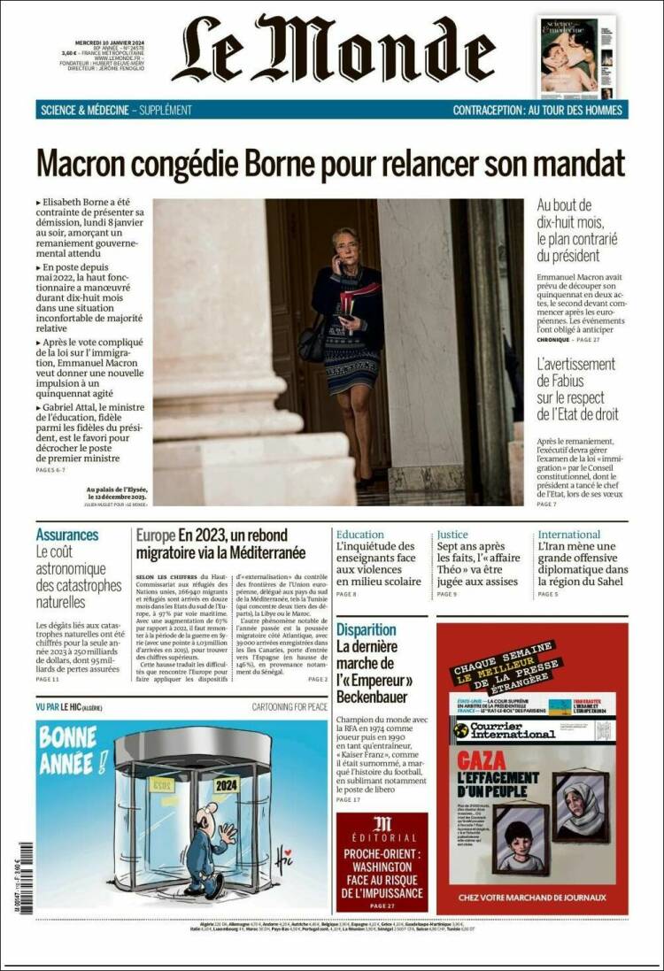 Portada de Le Monde (Francia)