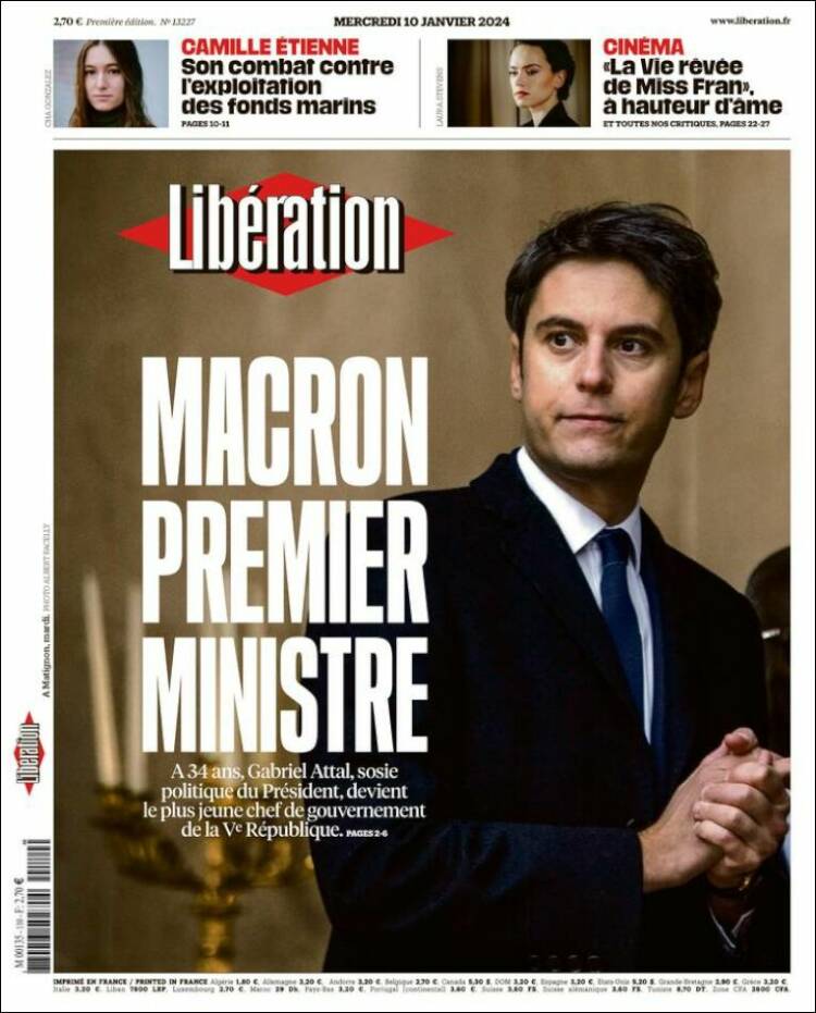 Portada de Libération (Francia)