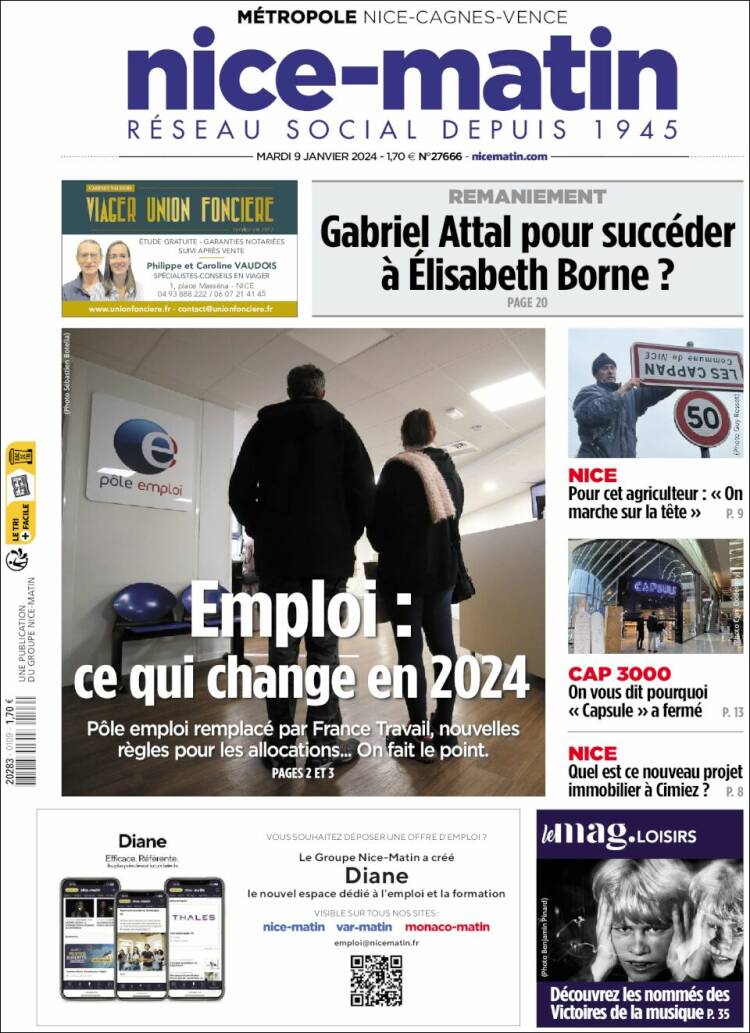 Portada de Nice-Matin (Francia)