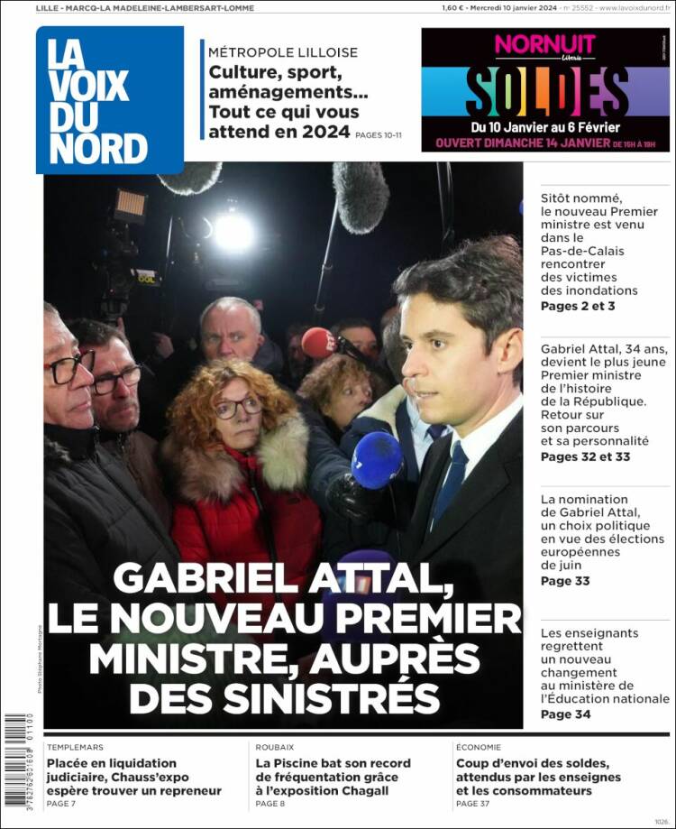 Portada de La Voix du Nord (Francia)
