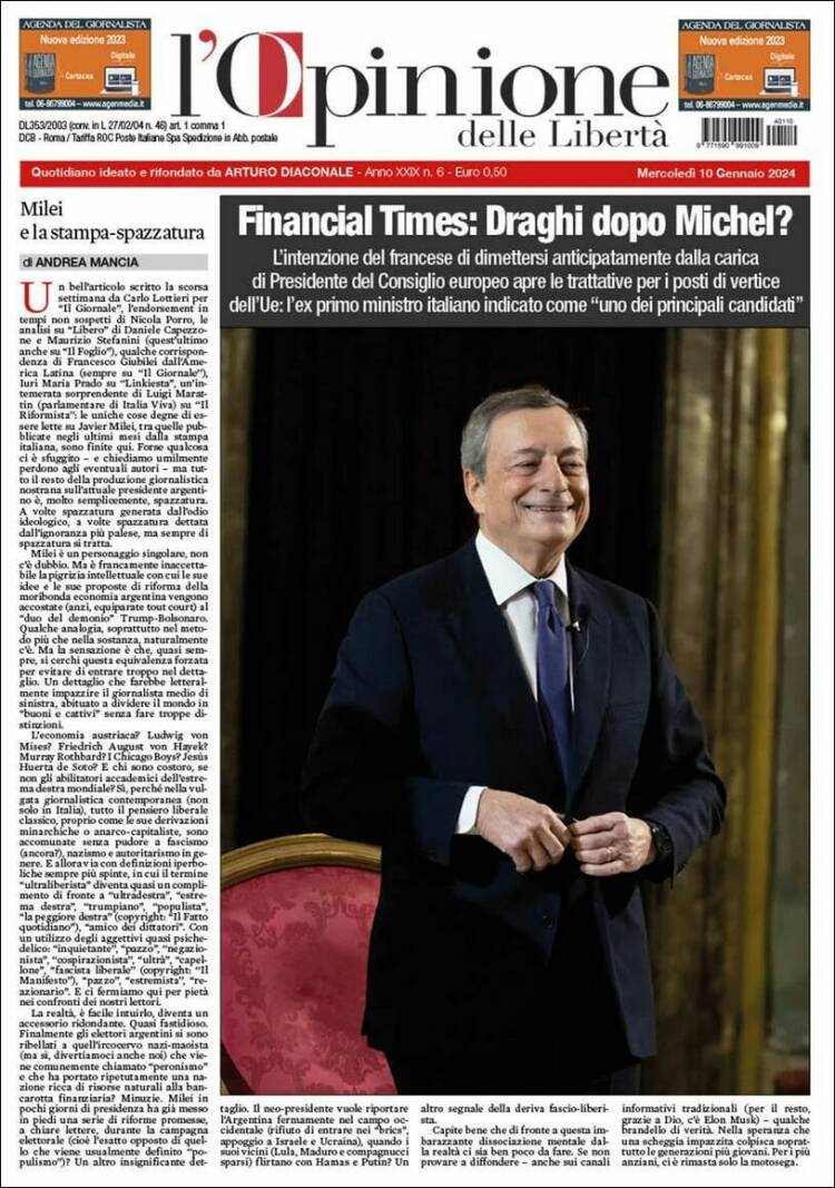 Portada de L'Opinione  delle Libertà (Italia)