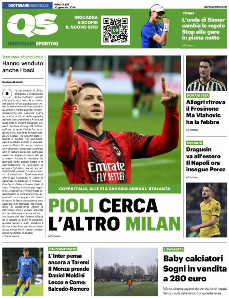 Portada de Quotidiano Sportivo (Italia)