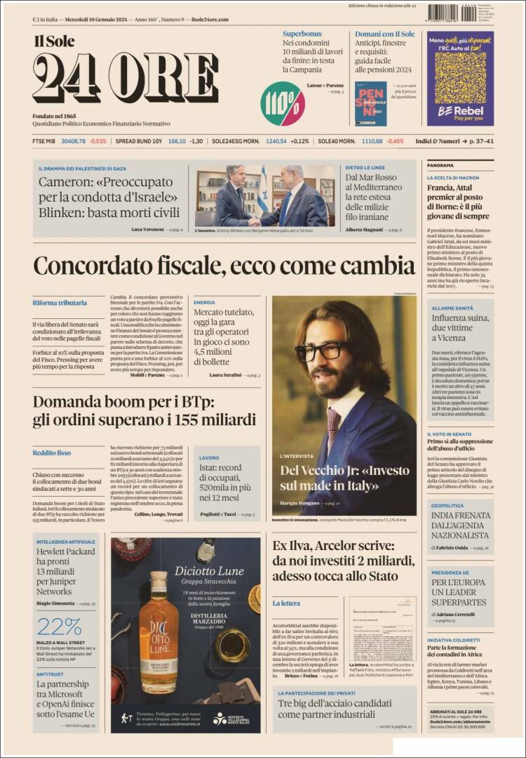 Portada de Il Sole 24 ORE (Italia)