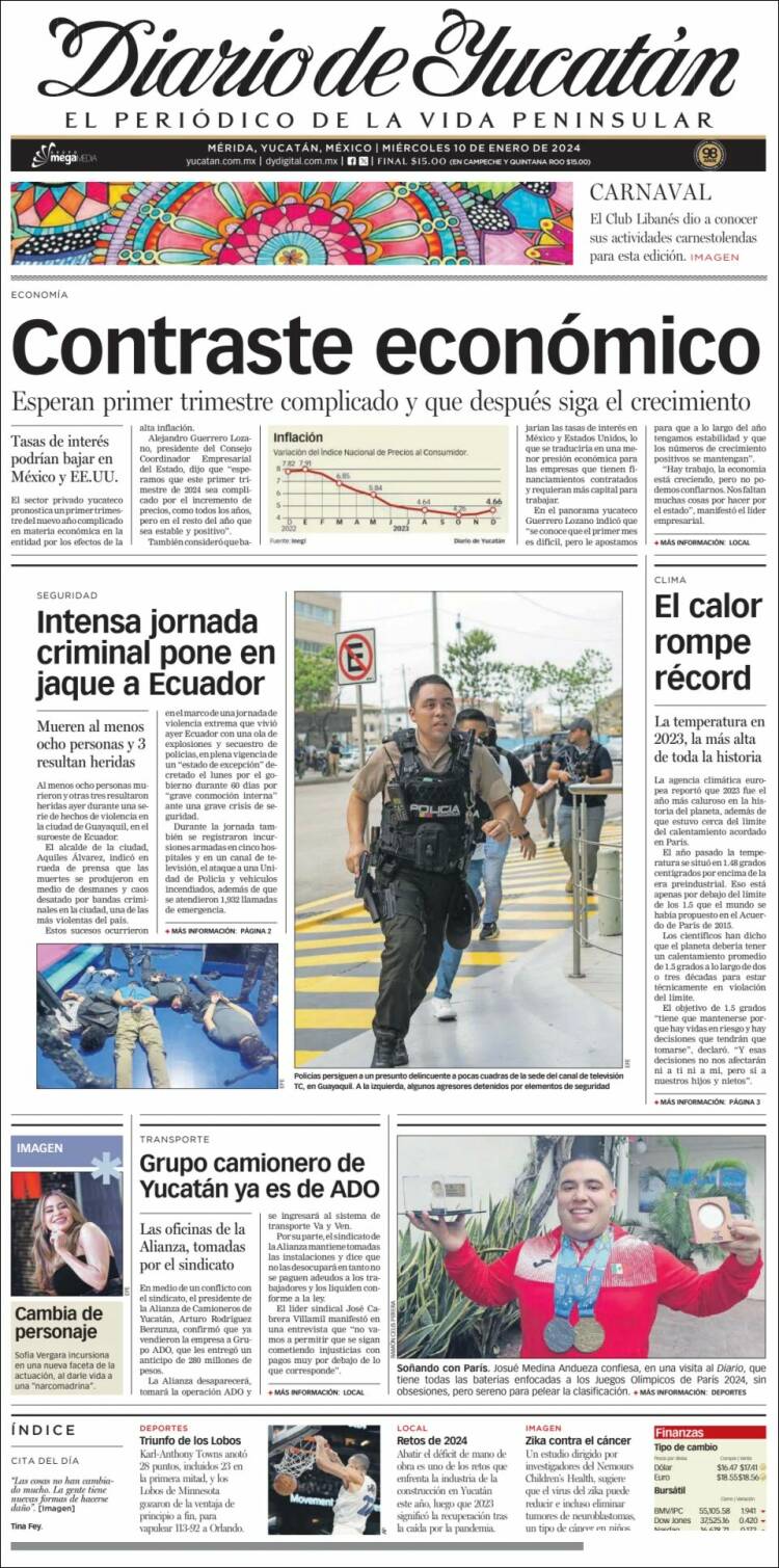 Portada de Diario de Yucatán (M&eacute;xico)