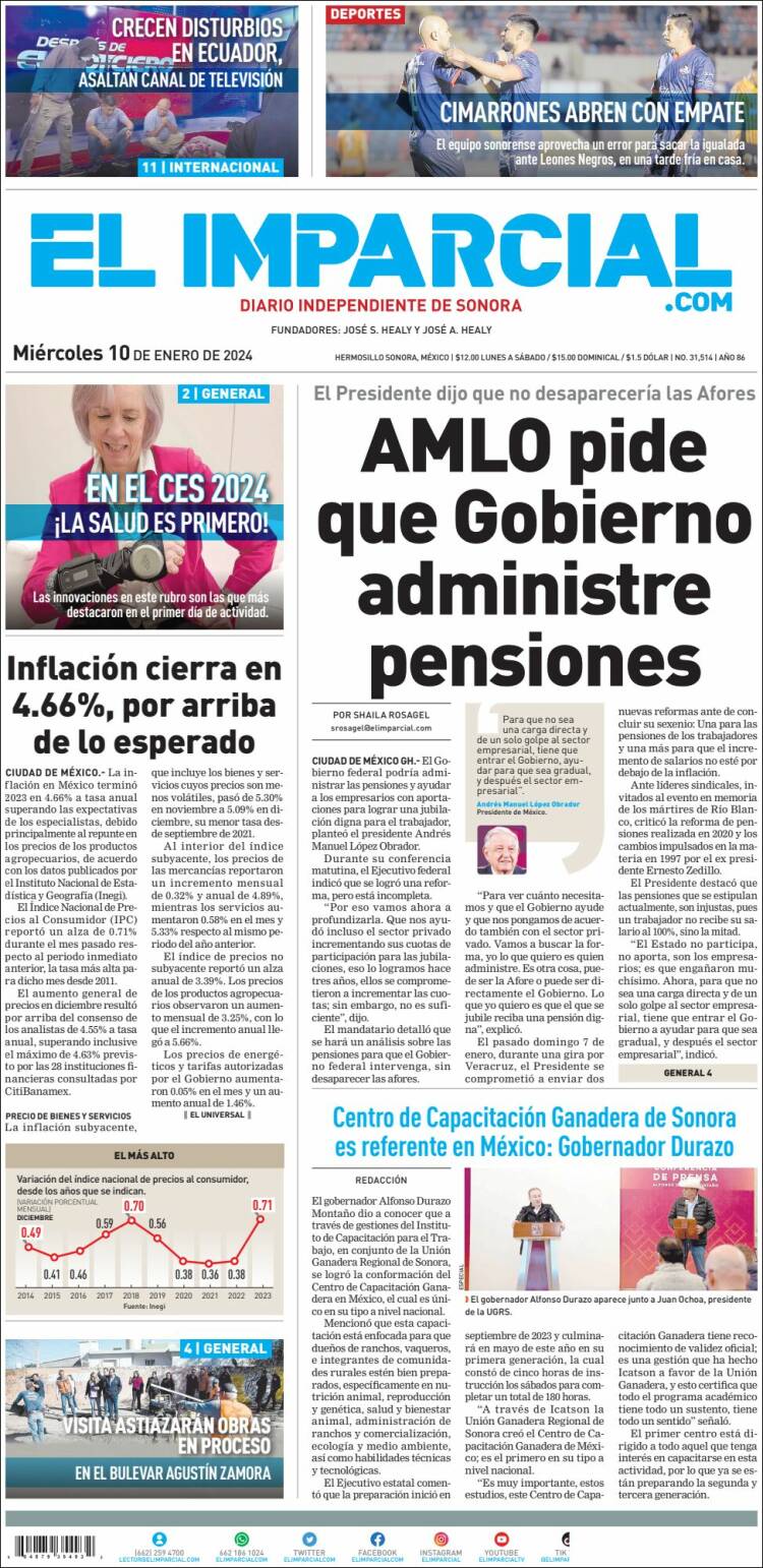 Portada de El Imparcial (M&eacute;xico)