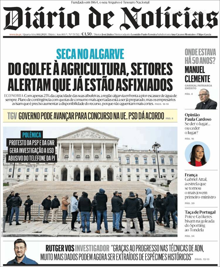 Portada de Diário de Noticias (Portugal)