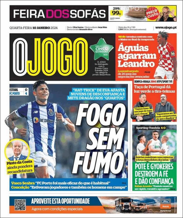 Portada de O Jogo (Portugal)