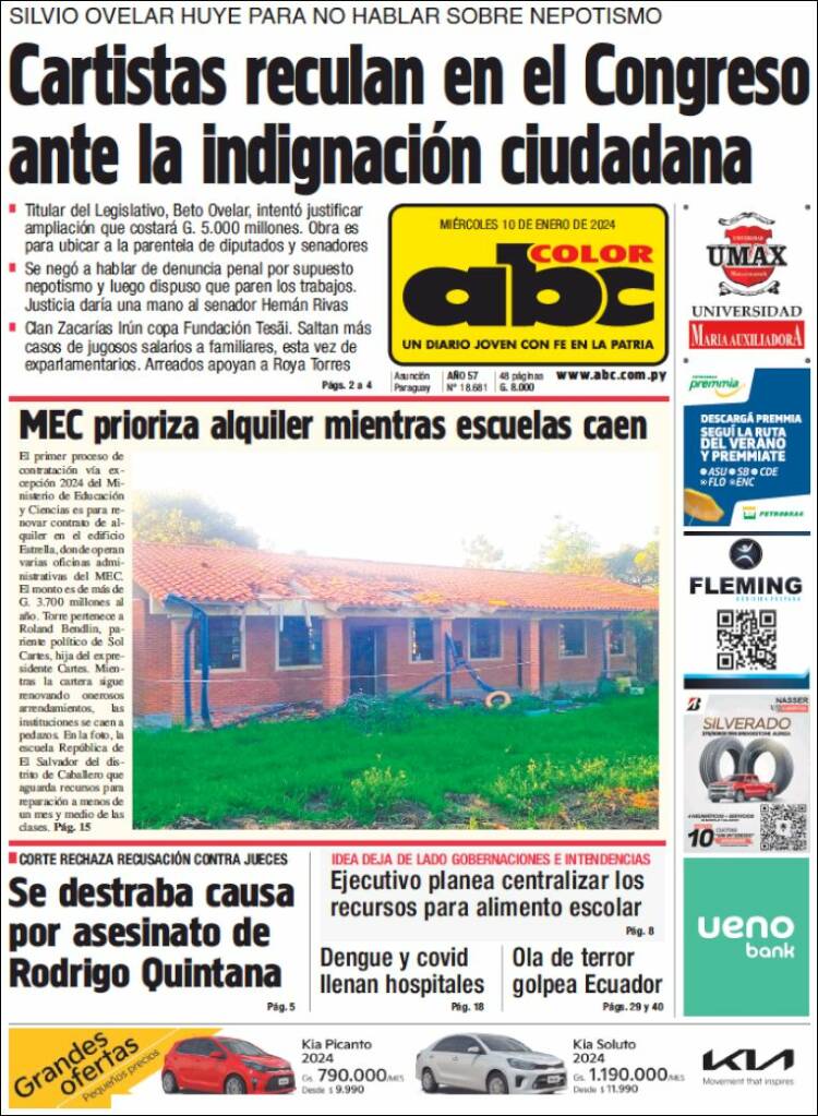 Portada de ABC Color (Paraguay)