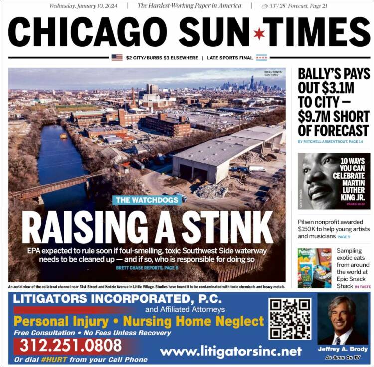 Portada de Chicago Sun-Times (USA)