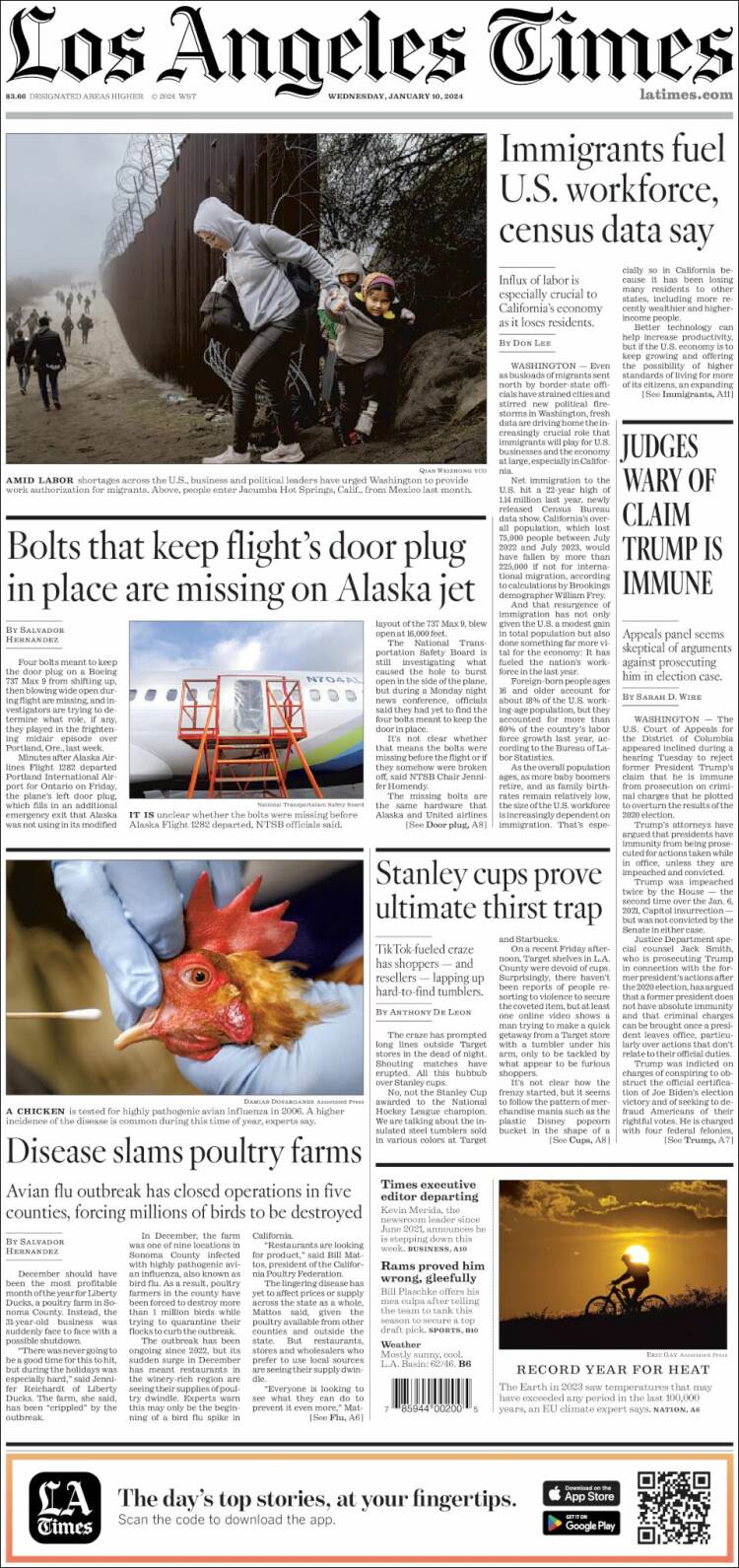 Portada de Los Angeles Times (USA)