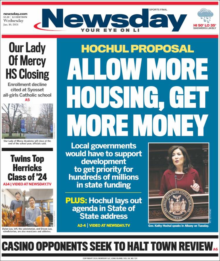 Portada de Newsday (USA)