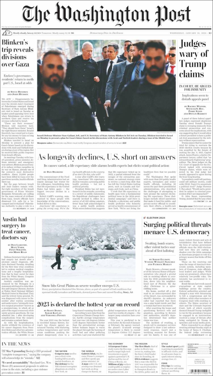 Portada de The Washington Post (USA)