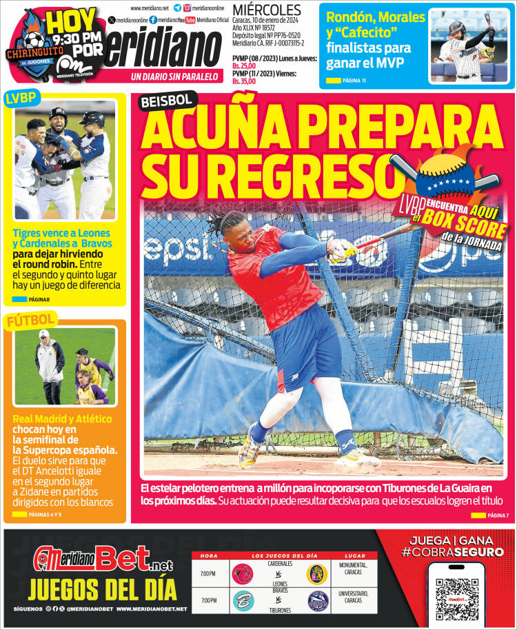 Portada de Meridiano (Venezuela)