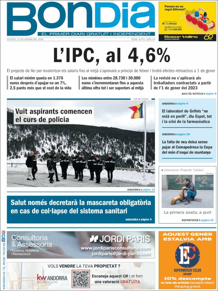 Portada de Diari Bondia (Andorra)