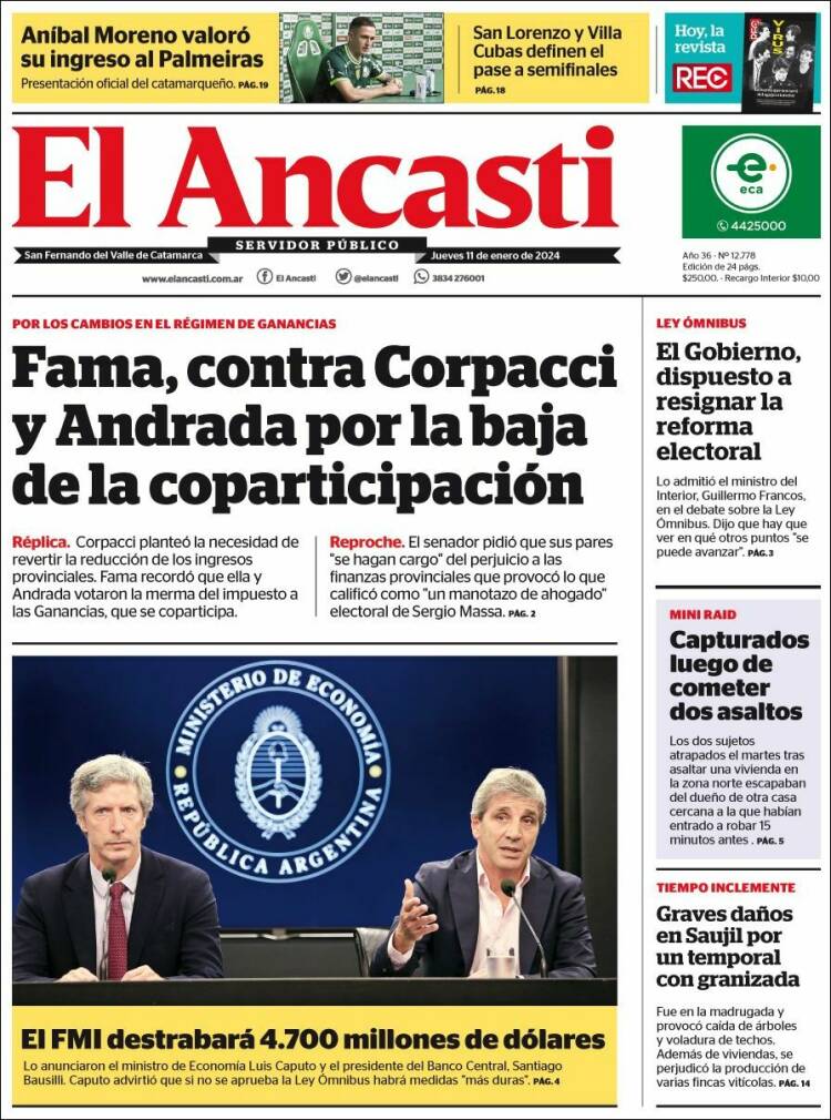 Portada de El Ancasti (Argentina)