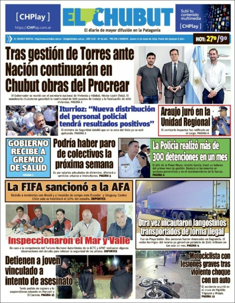 Portada de El Chubut (Argentina)