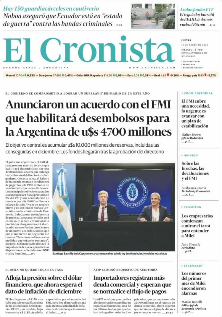 Portada de El Cronista Comercial (Argentina)
