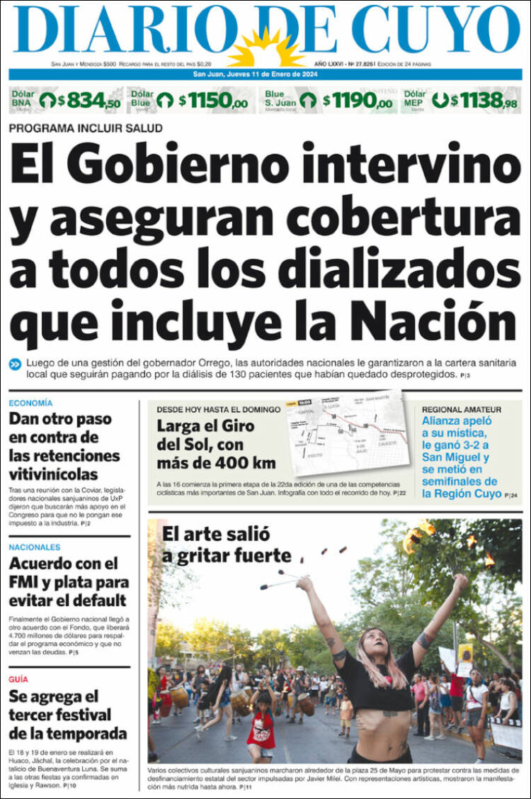 Portada de Diario de Cuyo (Argentina)