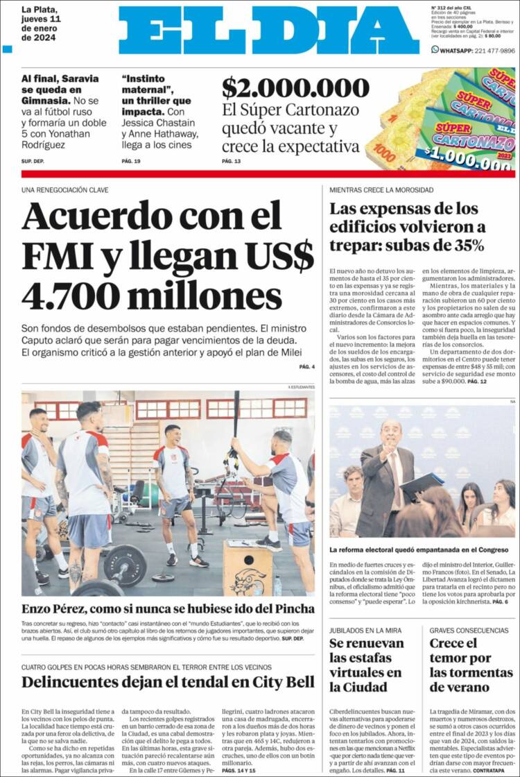 Portada de El Día de la Plata (Argentina)