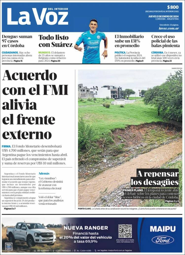 Portada de La Voz del Interior (Argentina)
