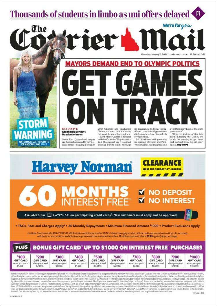 Portada de The Courier-Mail (Australia)