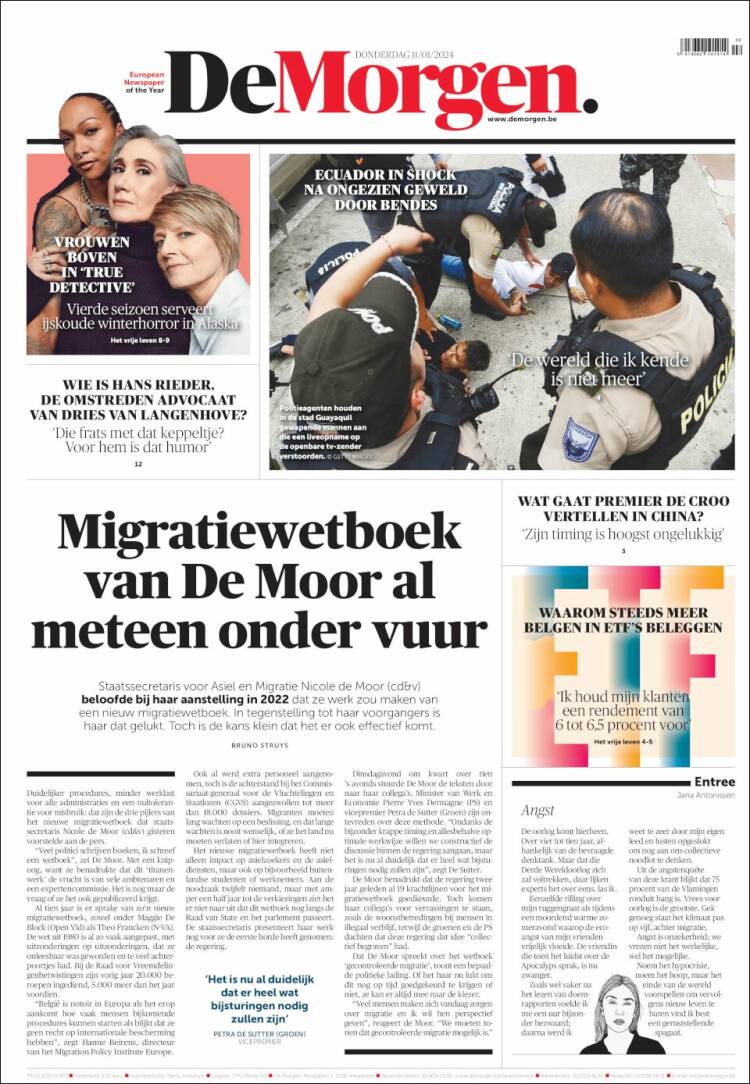 Portada de De Morgen (B&eacute;lgica)