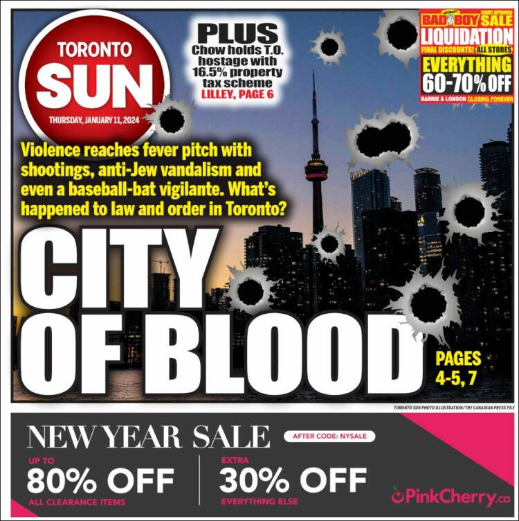 Portada de The Toronto Sun (Canadá)