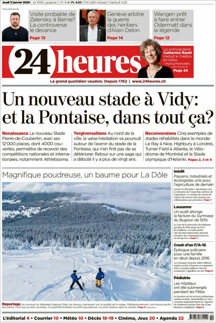 Portada de 24 Heures (Suiza)