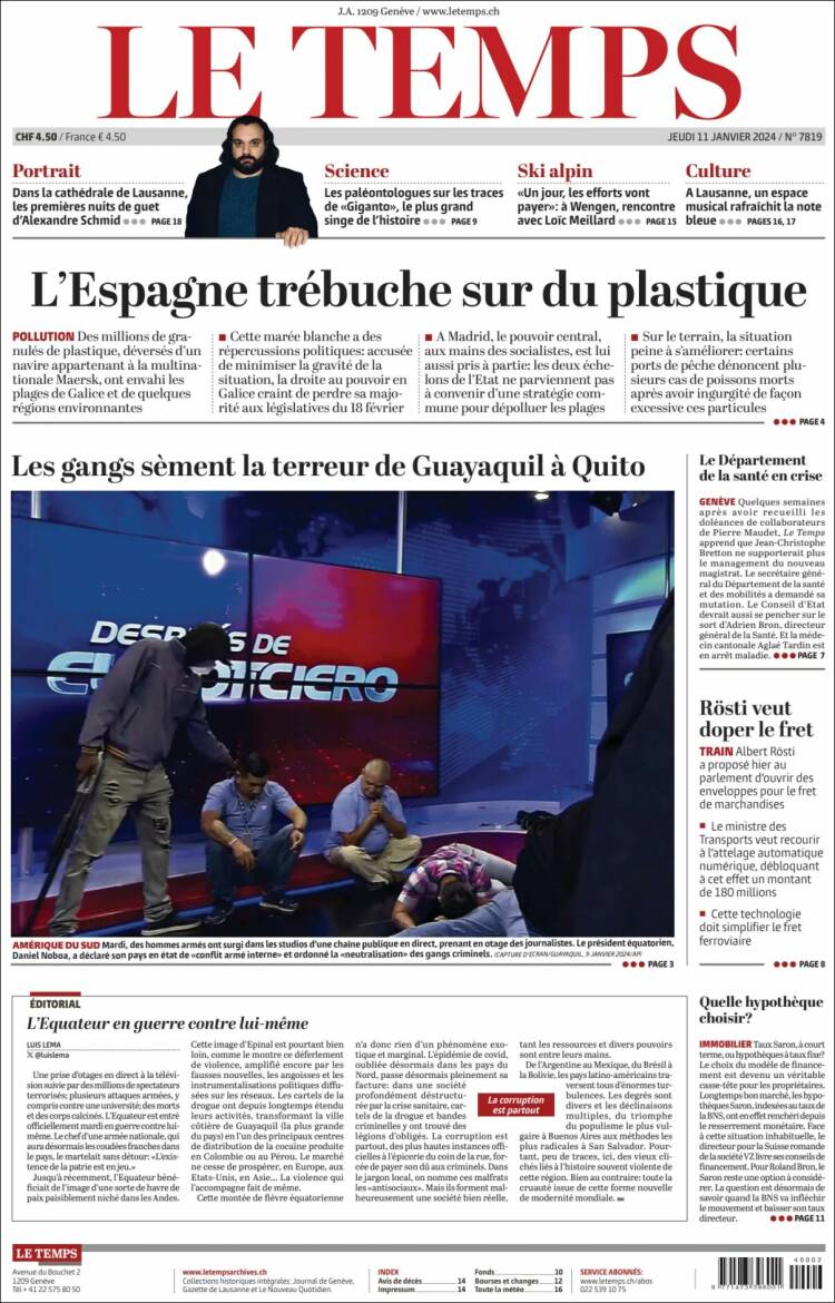 Portada de Le Matin (Suiza)