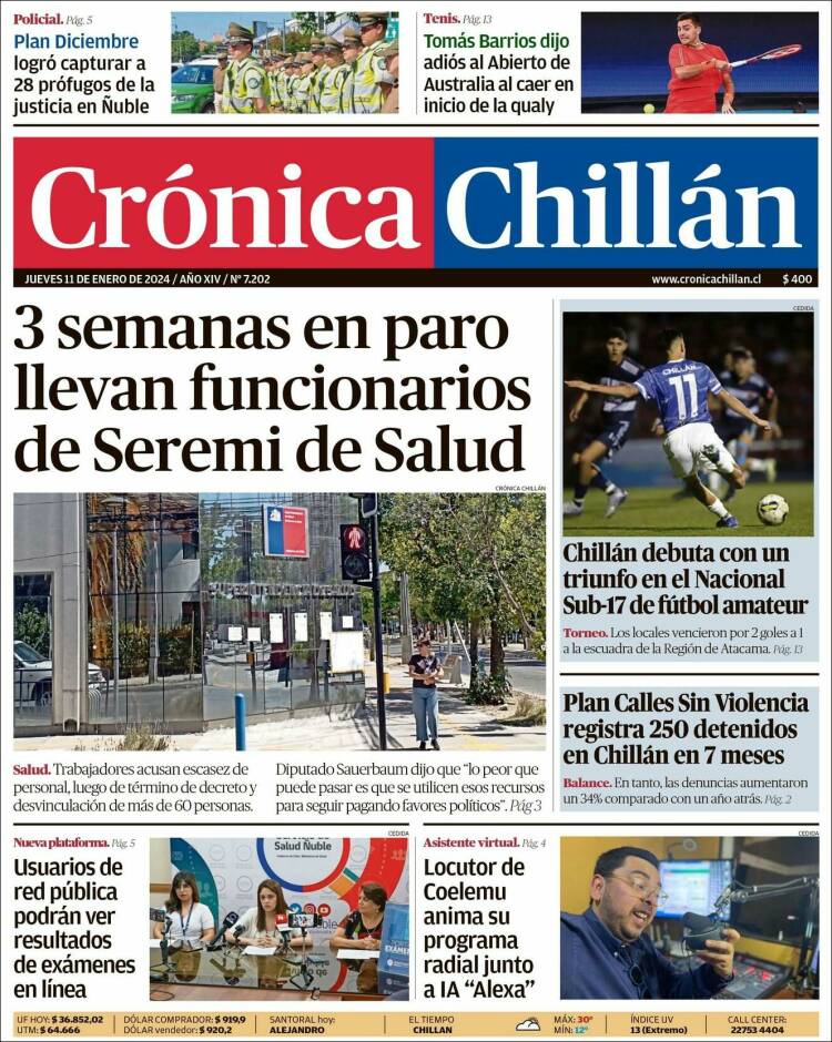 Portada de Crónica Chillán (Chile)
