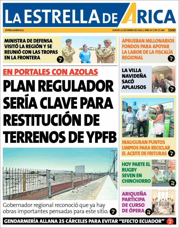 Portada de La Estrella de Arica (Chile)