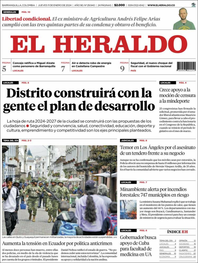 Portada de El Heraldo (Colombia)