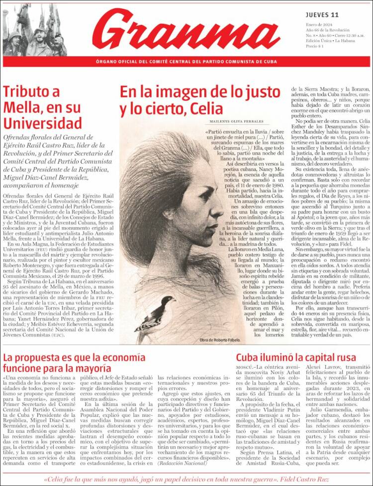 Portada de Granma (Cuba)