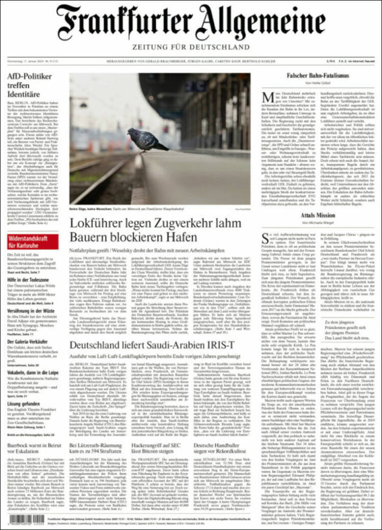 Portada de Frankfurter Allgemeine (Alemania)